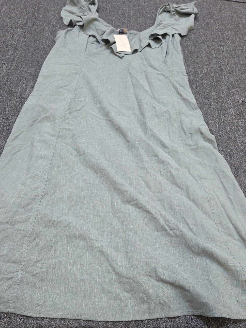 (#4C) Universal Thread Sage Ruffle-Shoulder A-Line Dress